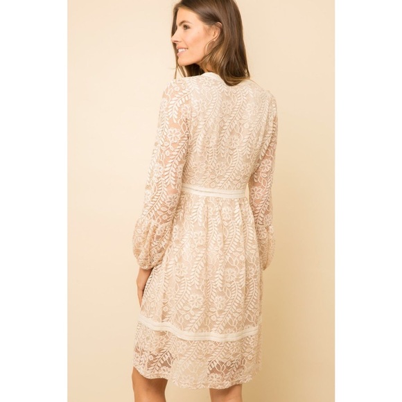 LAST 1! White/Cream Deep V Lace Dress - Picture 5 of 8